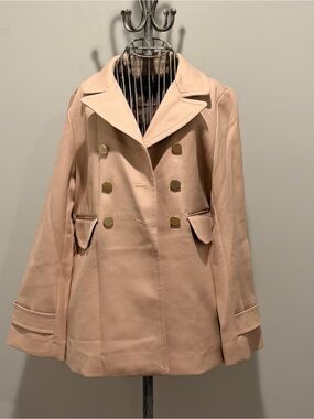 GAP Double-Breasted Lightweight Peacoat in Soft Blush Pink